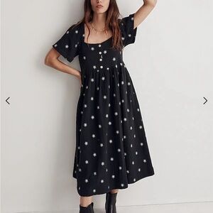 Madewell - Daisy Embroidered Lightspun Square-Neck Midi Dress